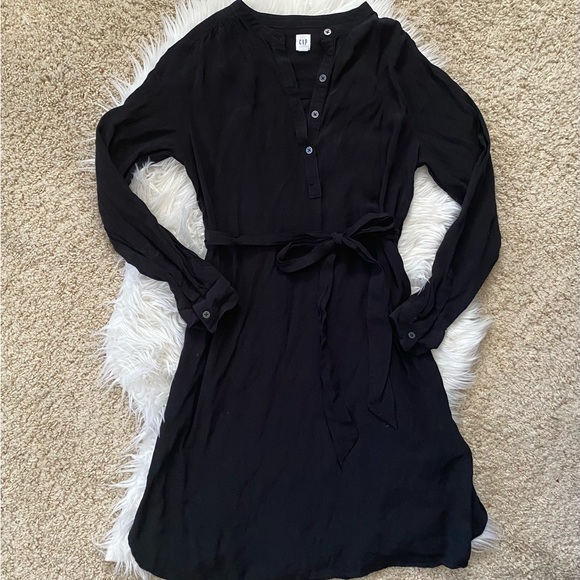 {GAP} Maternity Tie Front Shirt Dress in Black - Maternity XS - Picture 6 of 8